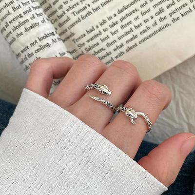 Retro Snake Ring Women's Ins Niche Design Sense Rose Index Finger Ring High Sense Opening Adjustable Ring