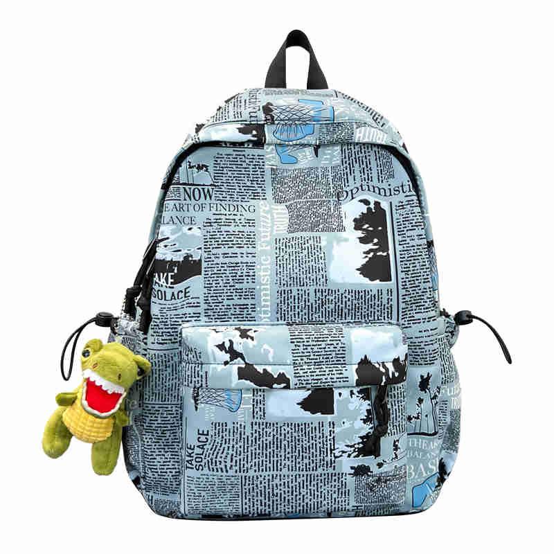 Autumn nylon backpack 2025 new Korean version fashion graffiti backpack large capacity high school student schoolbag tide
