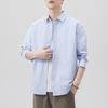 New Japanese Retro Spring Men's Striped Cotton Long-sleeved Shirt American Work Shirt