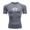 Men's Quick Dry Compression Fitness T-shirt, Spider Web Texture Gothic Death Metal Style Athletic Top for Gym Workout Running Training Active Wear