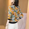 Women's Fashionable Printed Thin Baseball Jacket - Spring/Summer Sun Protection, Plus Size, for Middle-Aged Mothers