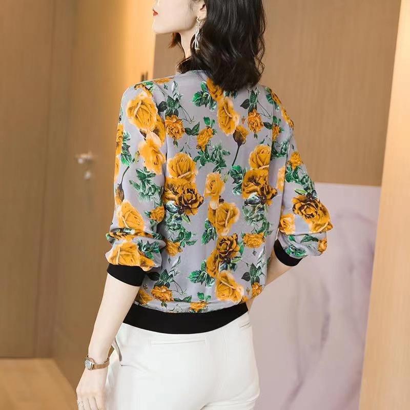 Women's Fashionable Printed Thin Baseball Jacket - Spring/Summer Sun Protection, Plus Size, for Middle-Aged Mothers
