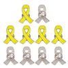 Pack of 10 Anti-Violence Awareness Pins Yellow Ribbon Shape Brooches Stylish Enamel Breastpins Colorful Badges Ornament