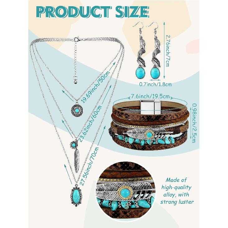 Inbagi 3 Pcs Boho Western Jewelry for Women