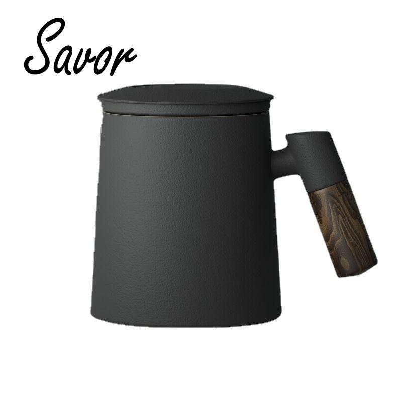 400ML Ceramic Mug Tea Cup with Infuser Household Belt Filter Double Wall Mug Drinkware Office with Handle Tea Strainer Lid