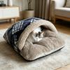 Toca Confortável de Gato e Saco de Dormir Casa de Gato Totalmente Fechada com Tecido Fleece Espesso e Base Antiderrapante para Gatos ou Cães Pequenos