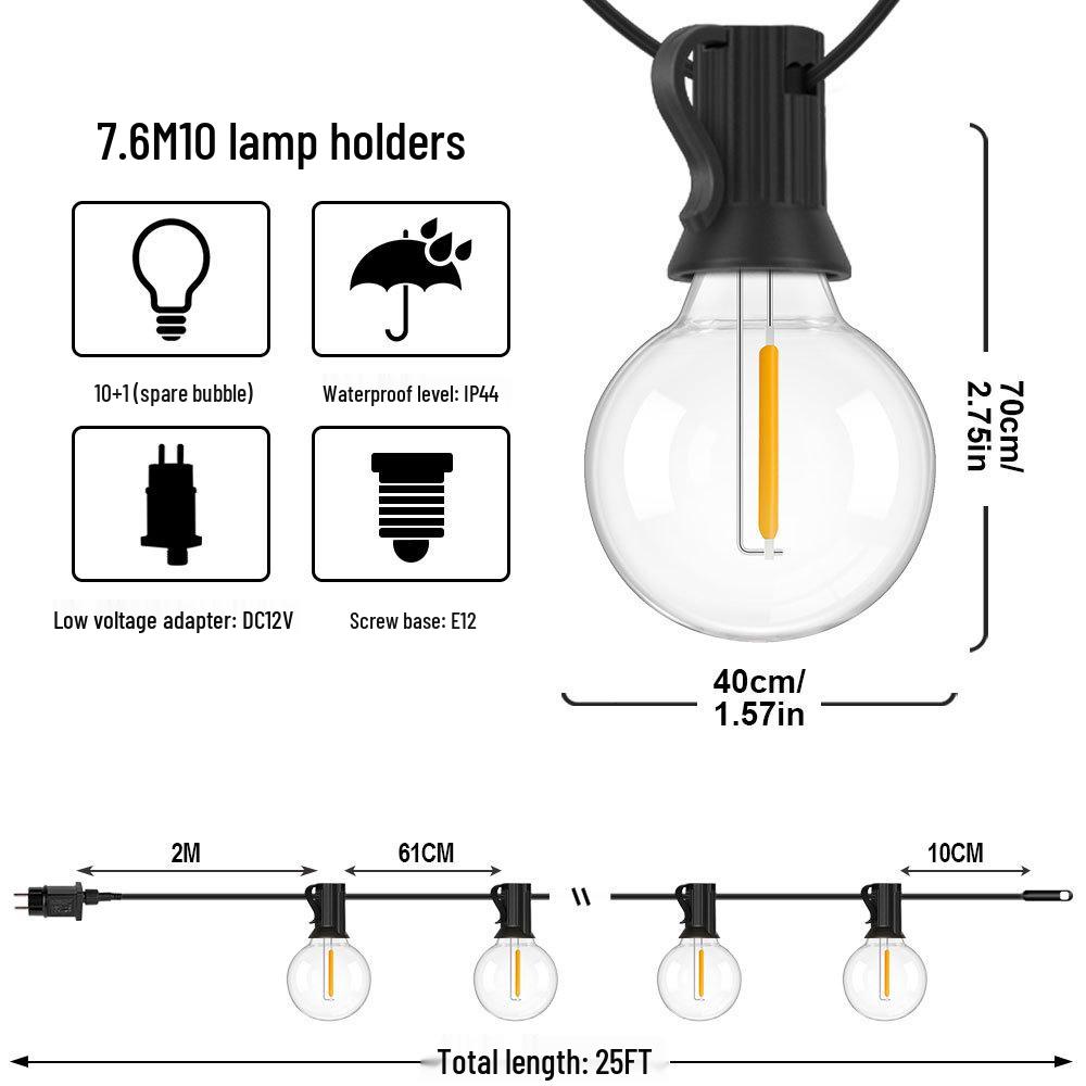 

Светодиодная гирлянда G40 низкого напряжения, 12 В, европейский/американский стандарт, уличная праздничная декорация для рождественской елки. 110V US