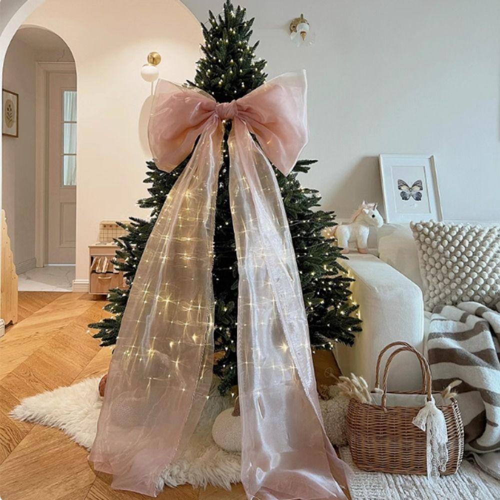 50*200cm Colgante Material de Organza Decoración Árbol de Navidad Lazo Navideño Gigante Decoración Exterior