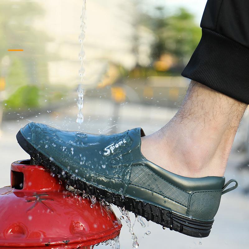 Rain Shoes Men's Low-Top Short Rain Boots Waterproof Shoes Non-slip Light Rubber Shoes Slip on Men Galoshes Trend Fishing Shoes