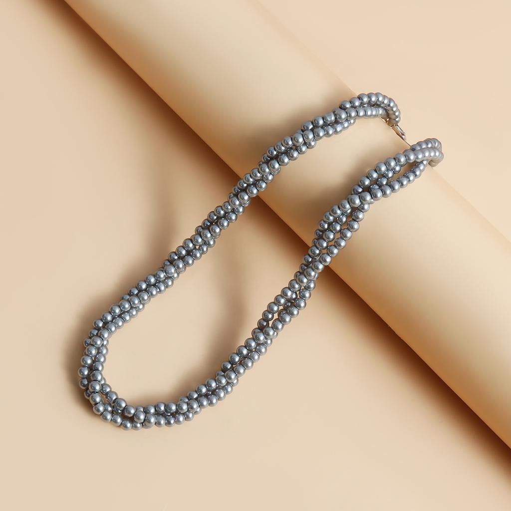 Accessories French Painted Glass Beaded Necklace Braided Neck Chain Light Luxury Textured Clavicle Chain