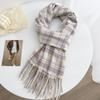 Women S Plaid Scarf Winter Warm Thick Faux Cashmere Versatile Shawl