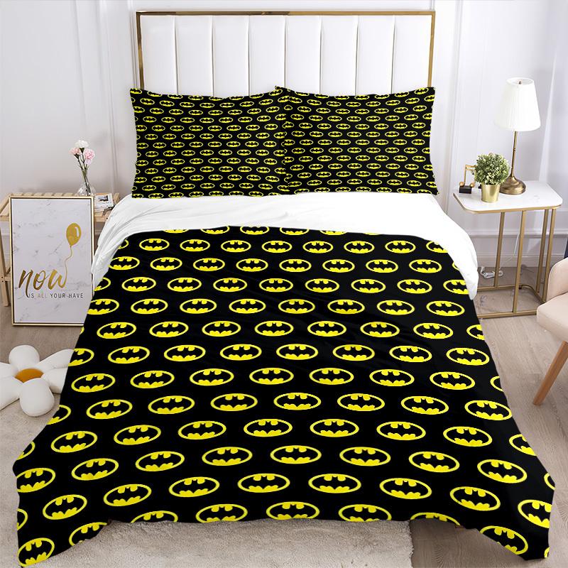 3pcs Batman Signal Bedding Set, Soft Polyester Duvet Cover and Pillowcases Machine Washable Seasons All Suitable & Guest Room Decor258