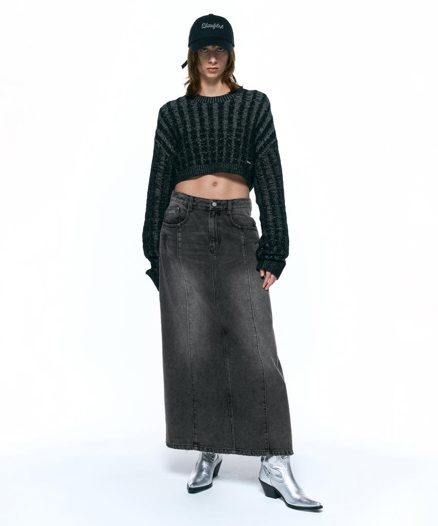 INSILENCE WOMEN Soft Cable Crop Knit Black