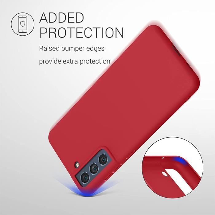 Coque pour Samsung S21 FE - Souple - Silicone Haute Résistance - Découpe Précise - Rouge