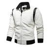 2021 Men's Fashion Hooded Embroidered Leather Motorcycle Jacket, Autumn/Winter Outerwear