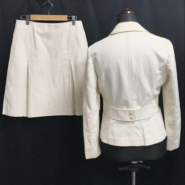 Paul Smith Czarna Marynarka z Mieszanki Lnu i Plisowana Spódnica Wczesny Letni Garnitur Damski M-L Biały(UŻYWANY)