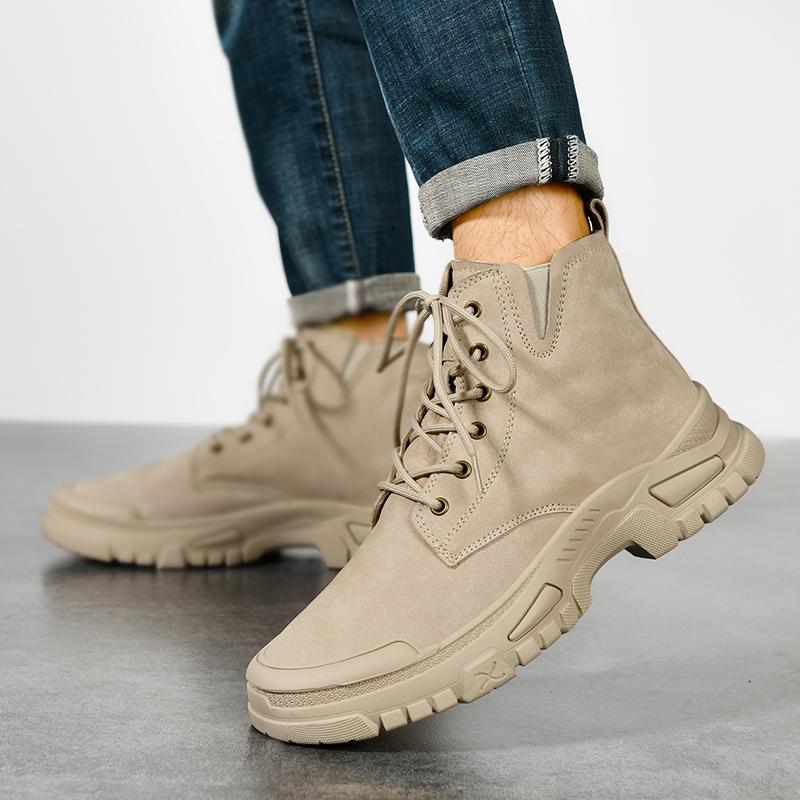 Winter Suede Motorcycle Boots Fashion Plus Velvet Outdoor Desert Boots Casual Classic British Style Shoes All-match Ankle Boots