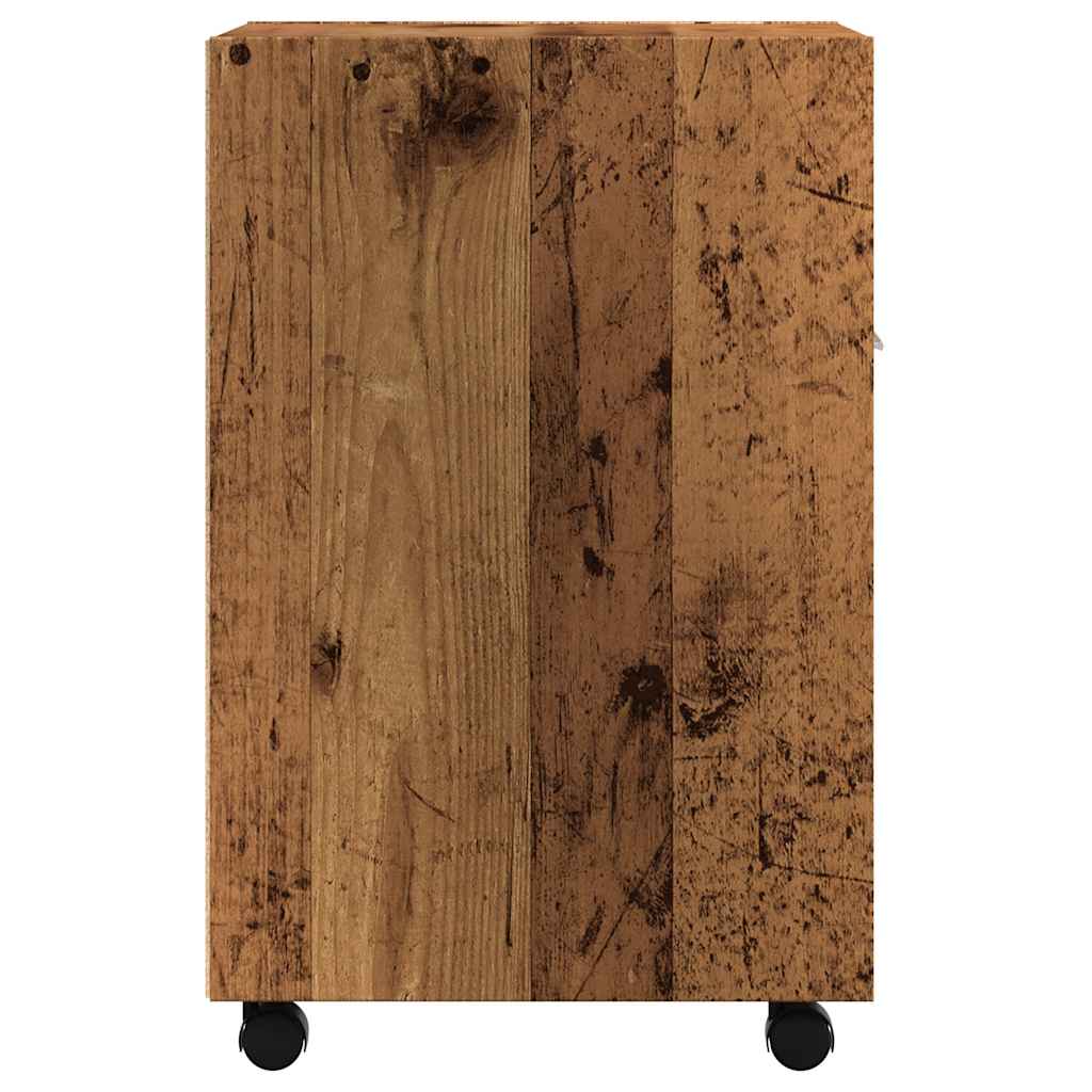 Cabinet with Casters Rustic Wood Look 33 X 38 X 60 Cm Engineered Wood