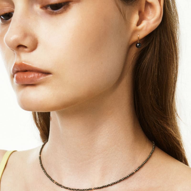 LUNNE 14k Hematite Gemstone Hook Earrings (14k Gold) #LFE31