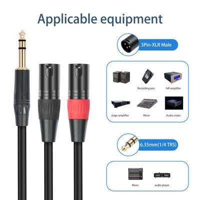 6,35 mm TRS-Stecker auf XLR-Stecker, Audio-Stereo-Mikrofonkabel, zweikanaliger, störungsfreier, tragbarer, symmetrischer Lautsprecher-Mikrofonkabeladapter