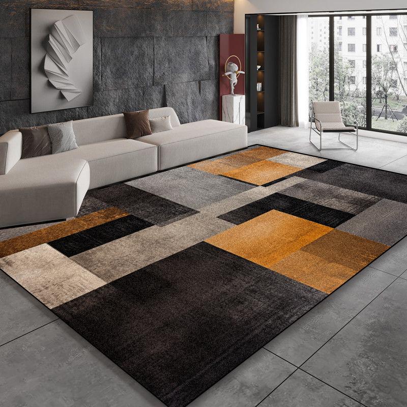 Modern Black Brown Geometry Carpet Living Room Decor Bedroom Bedside Soft Floor Mat Home Sofa Non-slip Large Rugs Customizable