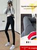Gray High-Waist Ribbed Leggings for Women – Versatile, Slimming, Plus Size, Stretchy Patchwork Pants for Spring & Autumn