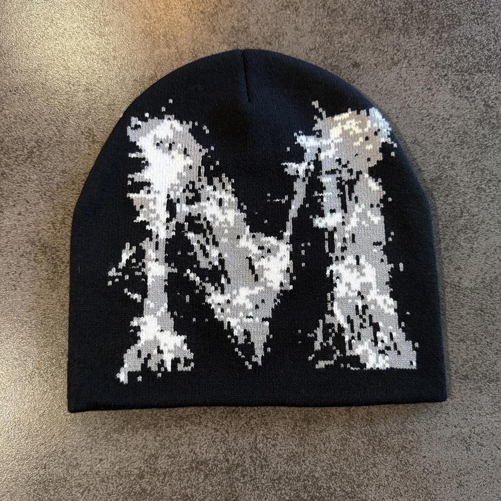 

Вязаная шапка-бини с буквой M для женщин, теплый зимний модный аксессуар