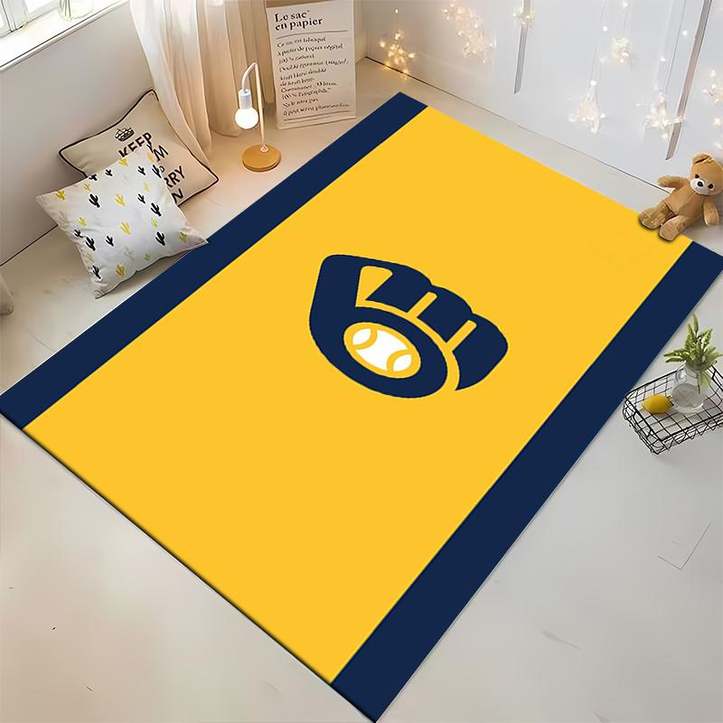 Baseball Glove and Ball Design Rug - Non-slip Rug Suitable for Living Room and Bedroom Sofas.
