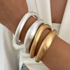 Salircon Punk Geometric Chunky Heavy Frosted Metal Bracelets Woman Jewelry Hip Hop Simple Open Cuff Spring Bangles Mujer Jewelry