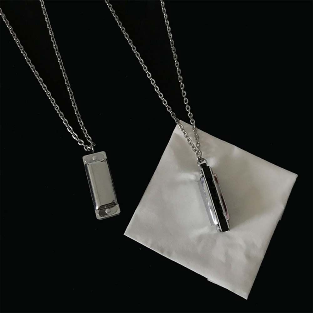 Couple Necklace Female Necklace Korean Style Necklace Silver Necklace Mini Harmonica Necklace