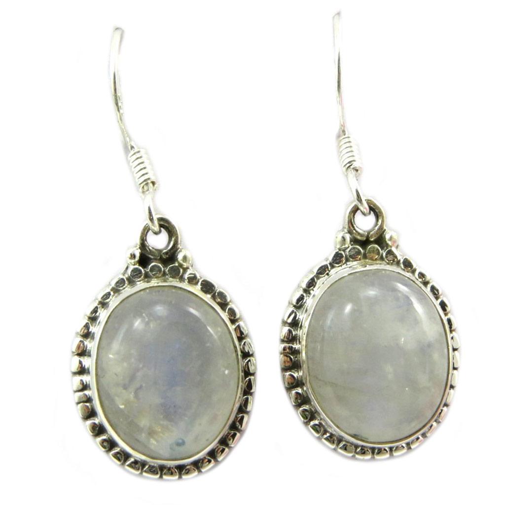 

Les Trésors De Lily [P7088] - Серебряные серьги Небеса с лунным камнем - 15x13 мм