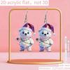 Christmas Polar Bear Earrings with Lights - Cute Acrylic Design