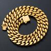 YYN Herren MOQ 1 Stück Service 12mm 14mm 18K Gold Plated Federstegverschluss Miami Edelstahl Figaro Gliederkette