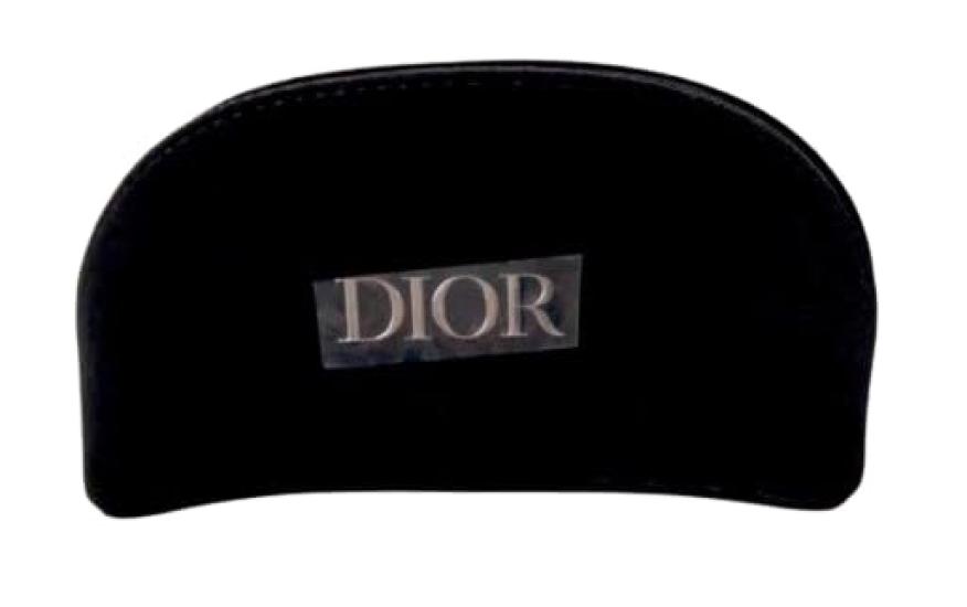 Dior Christian Dior Dior Black Pouch Velvet Gold Logo Cosmetic Pouch Novelty Pouch Logo Gift Black [Used]