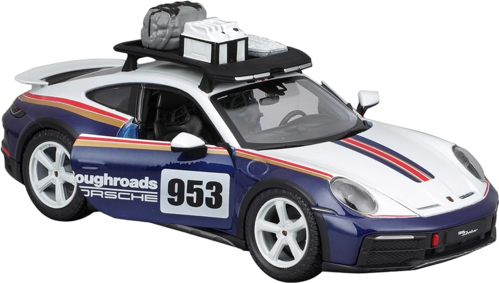 Bburago Porsche Diecast Car 1/24 Scale 911 (992) Dakar Rally #953 Roughroads Rallye Design [Parallel Import]
