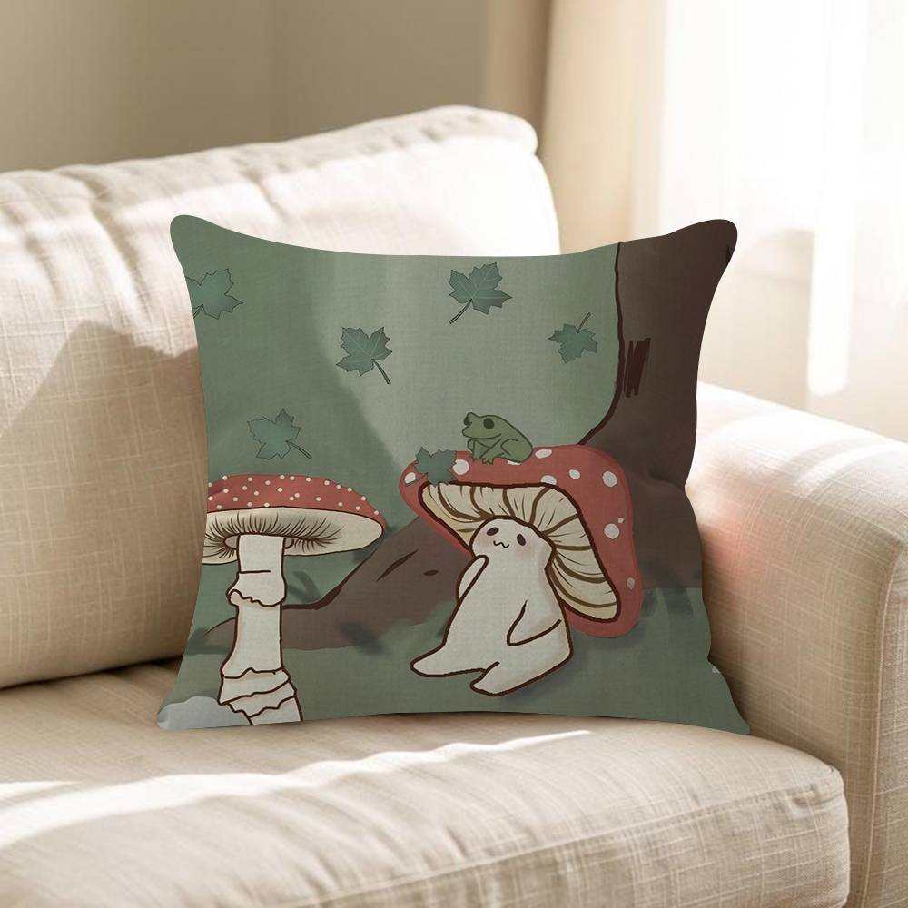 Cartoon Frog Mushroom Pillowcase Toon Gift Cushion Cover Bedroom Home Sofa Chair Seat Decor Pillow Case