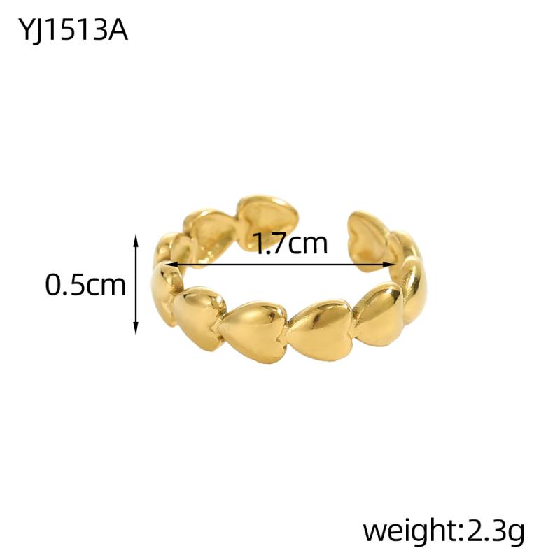 

CARLIDANA Ins Stainless Steel Finger Green Turquoise Natural Stone Heart Ring 18k Gold Plated Emerald Layered Stone Ring Women resizable