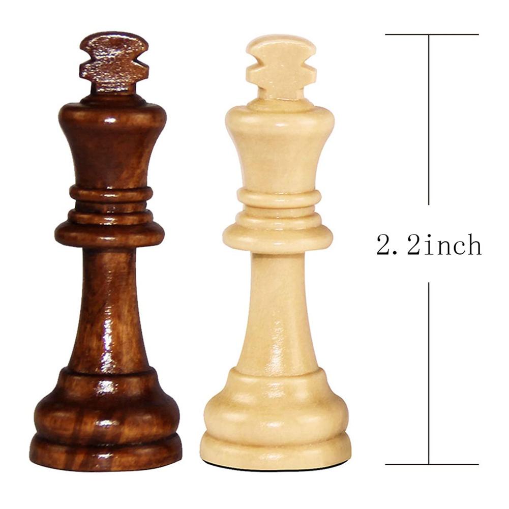 32pcs Wooden Checkers Standard Tournamen Staunton 2.2in King Figures Chess Game Pawns Figurine Pieces Chess Pieces Only No Board
