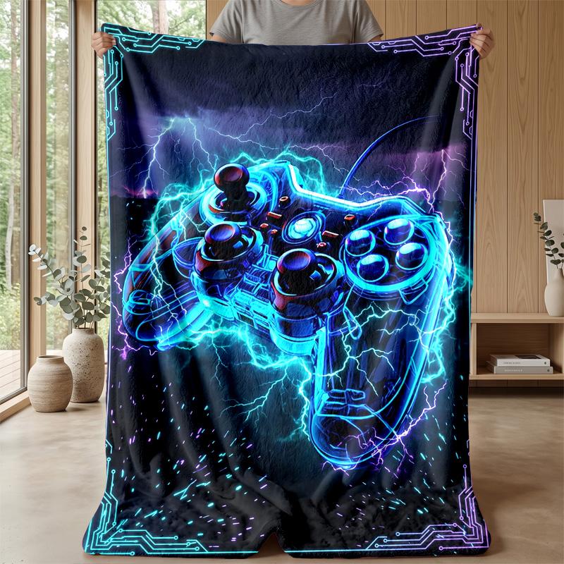 Gaming Controller with Colorful Splatter Theme blanket Lightweight Warm Flannel Blanket Decorative Throw Blanket for Home Decoration