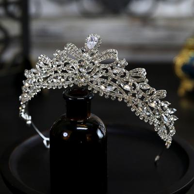 Korean New Style Simple and Exquisite Zircon Bow Bride Wedding Crown Tiara Crown Tiara Hair Accessories