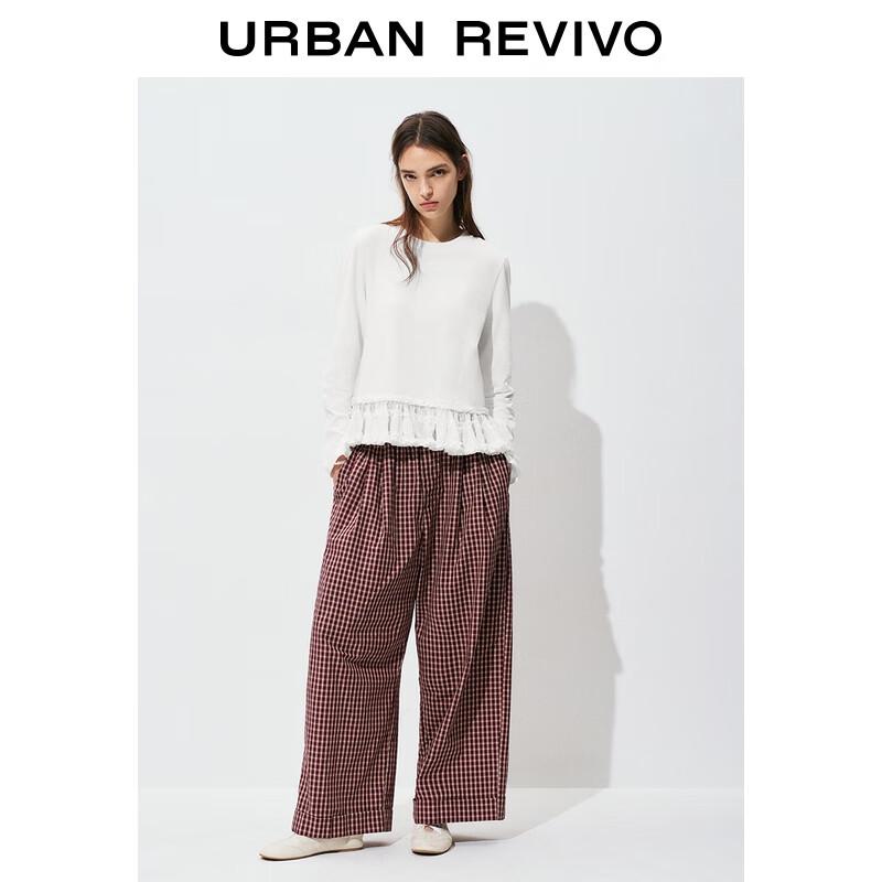 UR 2025 Autumn Women s Ruffle Tie T-shirt M