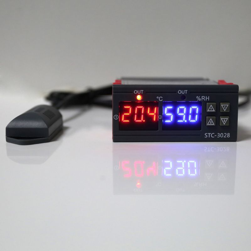 Dual Digital Thermostat Temperature Humidity Control STC-3028 Thermometer Hygrometer Incubator Controller AC 220V DC 24V