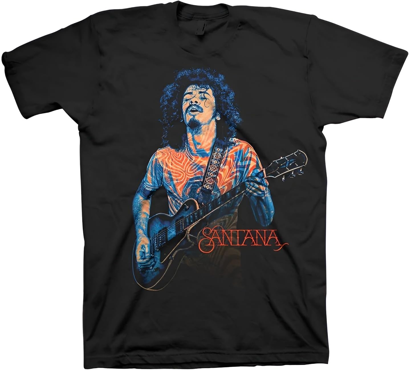 Santana Men s Psychedelic Carlos T-Shirt Black | Officially Licensed Merchandise S разноцветный
