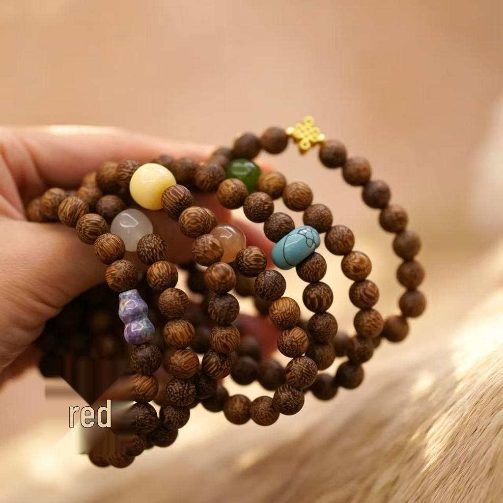 Exquisite Carving Bracelet: Agarwood, Imitation Beeswax, Turquoise & Hetian Jade