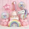 Rainbow Unicorn Aluminum Balloon Girls Birthday Party Decoration Gradient Number Balloon Party Decor Supplies Baby Shower Globos