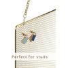 Heesch 2 Pack Earring Holder Wall Mounted Hanging Jewelry Organizer Display Decorative Metal Diamond Shape with Hooks for Necklaces Bracelets (Gold)