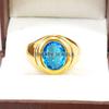 Blue Topaz Oval Cut With 925 Sterling Silver Gold Plated Ring For Men's #A890 JL375669047497