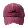 Vintage Cartoon Cat Embroidery Baseball Cap Visor Adjustable Baseball Hats Washed Cotton Sunscreen Hats For Man Women