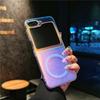 Suitable for Samsung Zflip6 Mobile Phone Case Magnetic Folding Zflip5 4th Generation Transparent Flash Powder Anti Fall Protection Case