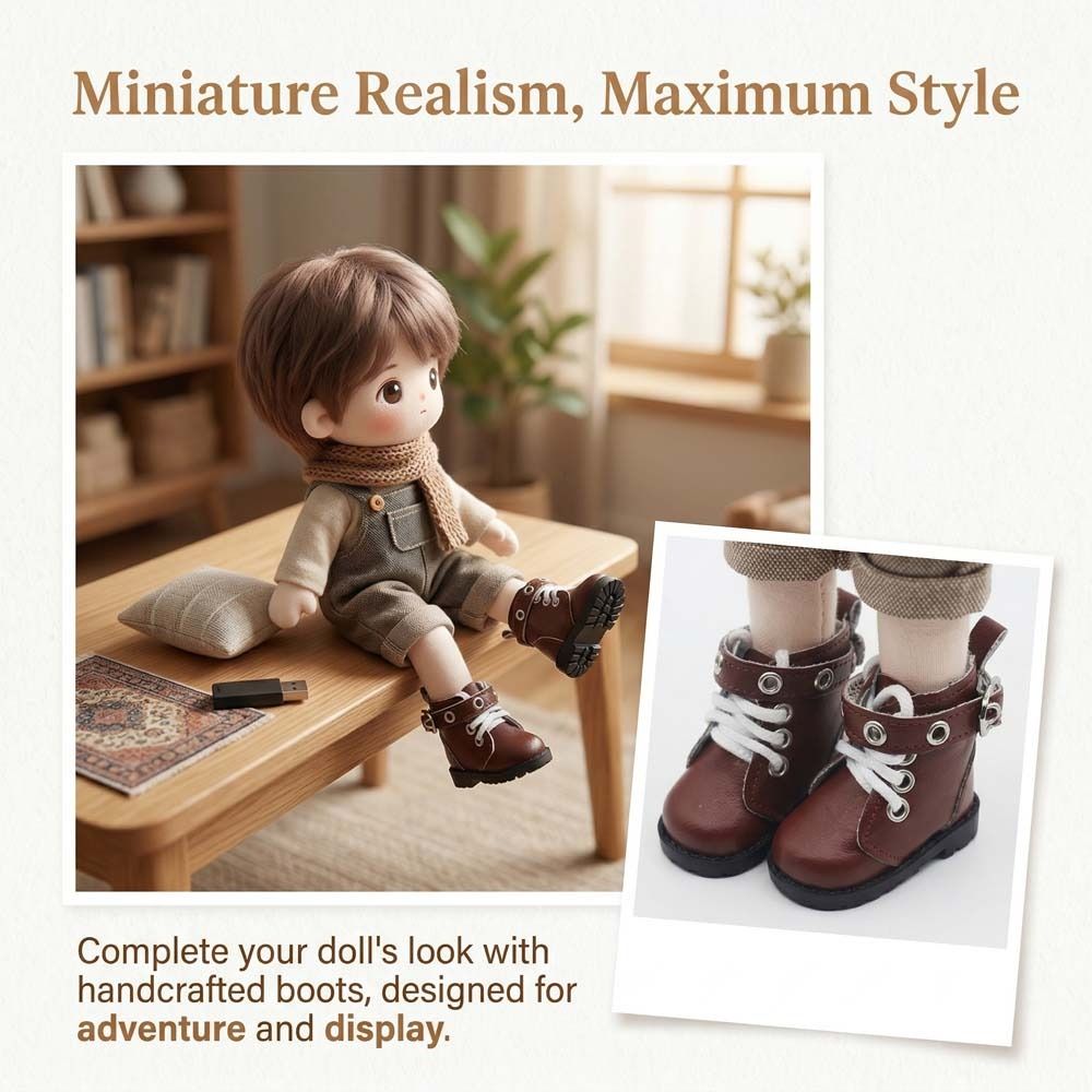 1 Paar leichte Puppen-PU-Lederschuhe PU-Leder 20cm Puppen-Lederstiefel DIY-Puppe